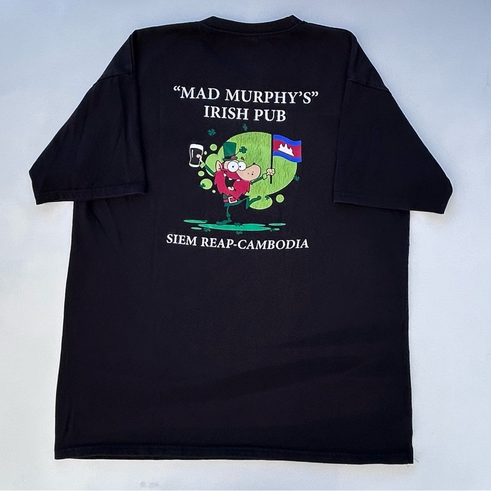 Vintage Mad Murphy’s Irish Pub Siem Real Cambodia Black T Shirt Size Men’s Large